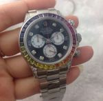 Swiss Rolex Daytona 7750 Replica Rainbow Diamond Bezel Watch w/Diamond Lugs